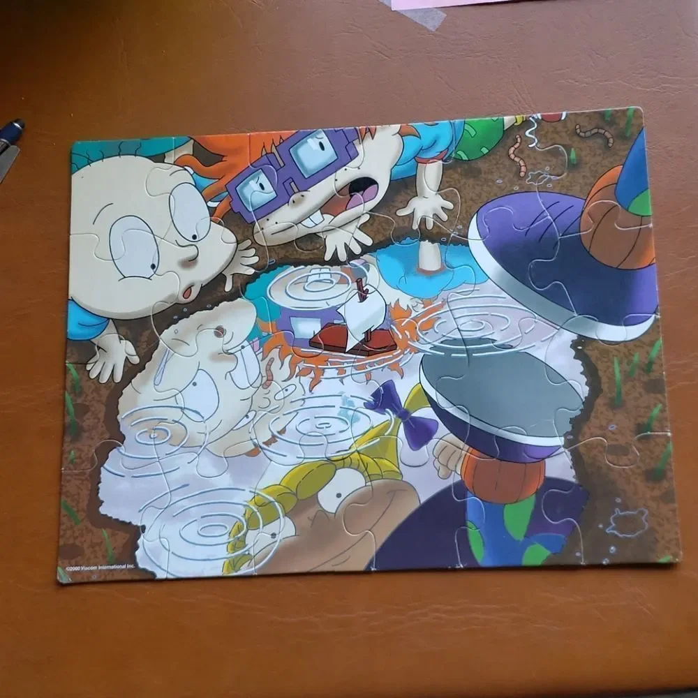 Lot of 2 Kids Vintage Jigsaw Puzzles - Aladdin and Rugrats